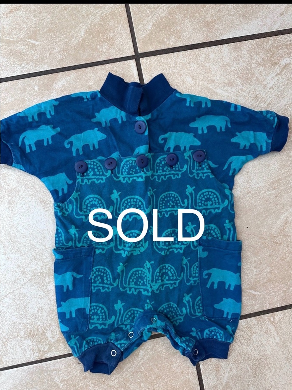 SOLD Vintage Baby Romper with Animal All Over Print